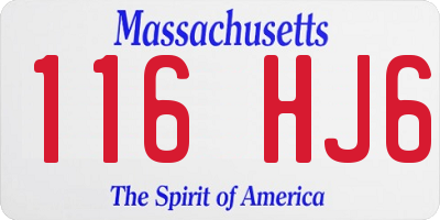 MA license plate 116HJ6
