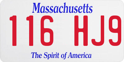 MA license plate 116HJ9