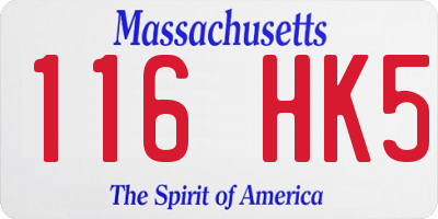 MA license plate 116HK5