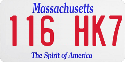 MA license plate 116HK7