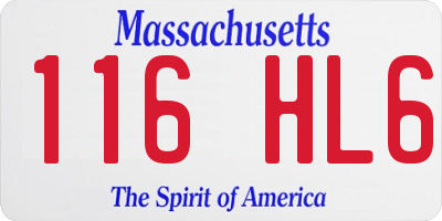 MA license plate 116HL6