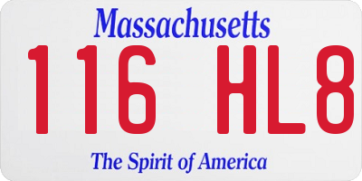 MA license plate 116HL8