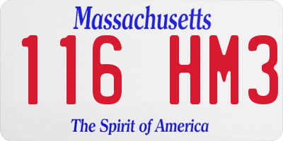 MA license plate 116HM3
