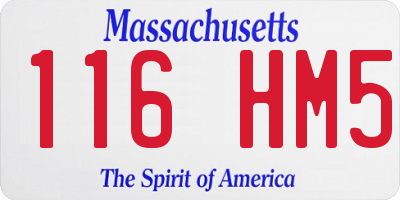 MA license plate 116HM5