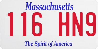 MA license plate 116HN9