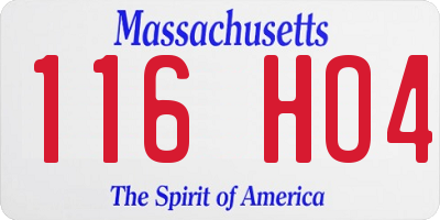 MA license plate 116HO4