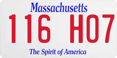 MA license plate 116HO7