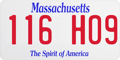 MA license plate 116HO9