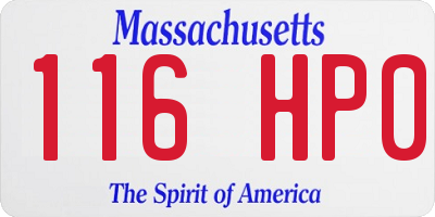 MA license plate 116HP0