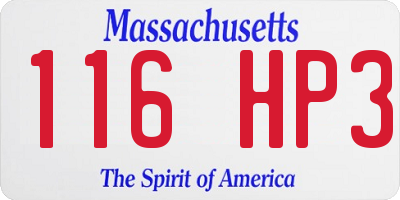 MA license plate 116HP3