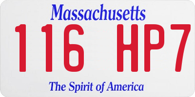 MA license plate 116HP7