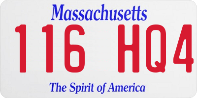 MA license plate 116HQ4