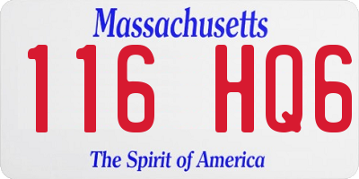 MA license plate 116HQ6