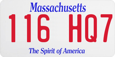 MA license plate 116HQ7
