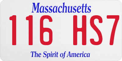 MA license plate 116HS7