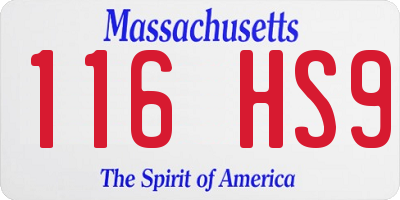 MA license plate 116HS9
