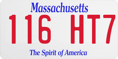 MA license plate 116HT7