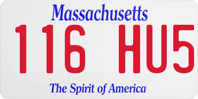 MA license plate 116HU5