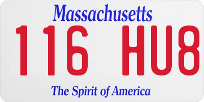 MA license plate 116HU8