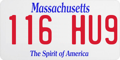 MA license plate 116HU9
