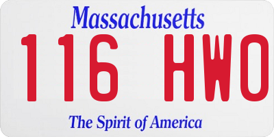 MA license plate 116HW0