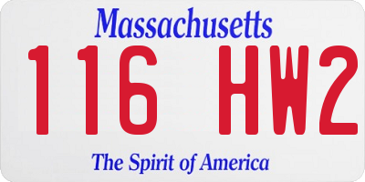MA license plate 116HW2