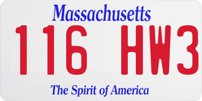 MA license plate 116HW3