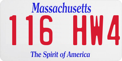 MA license plate 116HW4