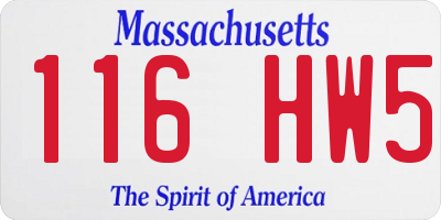 MA license plate 116HW5