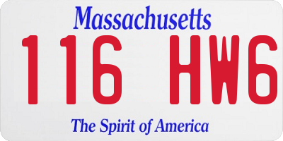MA license plate 116HW6