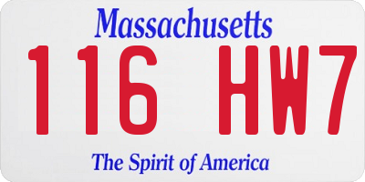 MA license plate 116HW7