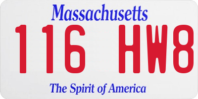 MA license plate 116HW8