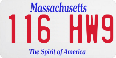 MA license plate 116HW9