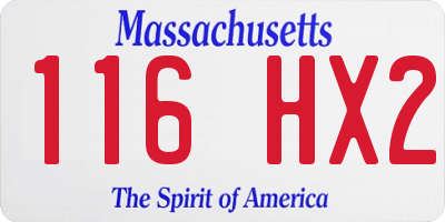 MA license plate 116HX2