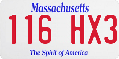 MA license plate 116HX3