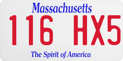 MA license plate 116HX5