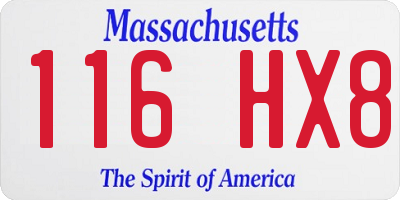 MA license plate 116HX8