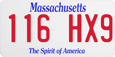 MA license plate 116HX9