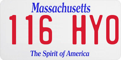 MA license plate 116HY0