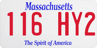 MA license plate 116HY2