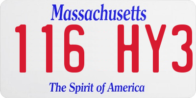 MA license plate 116HY3