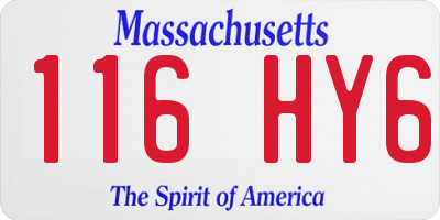MA license plate 116HY6