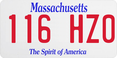 MA license plate 116HZ0
