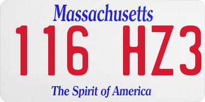 MA license plate 116HZ3