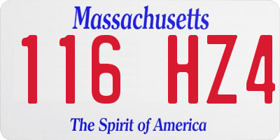 MA license plate 116HZ4