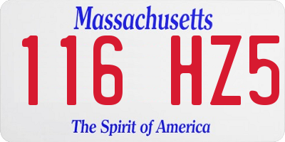 MA license plate 116HZ5