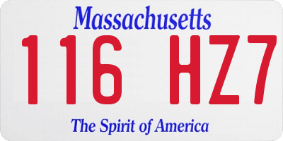 MA license plate 116HZ7