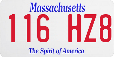 MA license plate 116HZ8