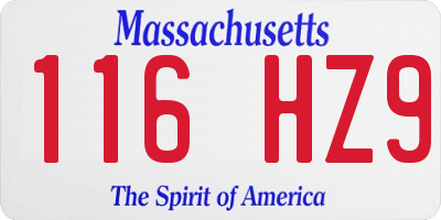 MA license plate 116HZ9