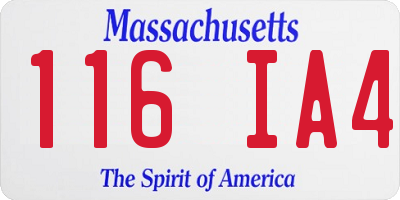 MA license plate 116IA4